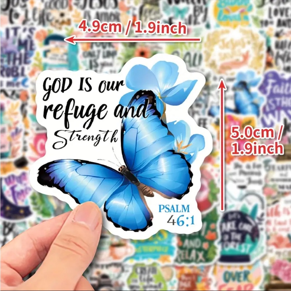 Set of 50 Floral and Butterfly Inspirational Bible Quote Stickers - Picture 3 of 9
